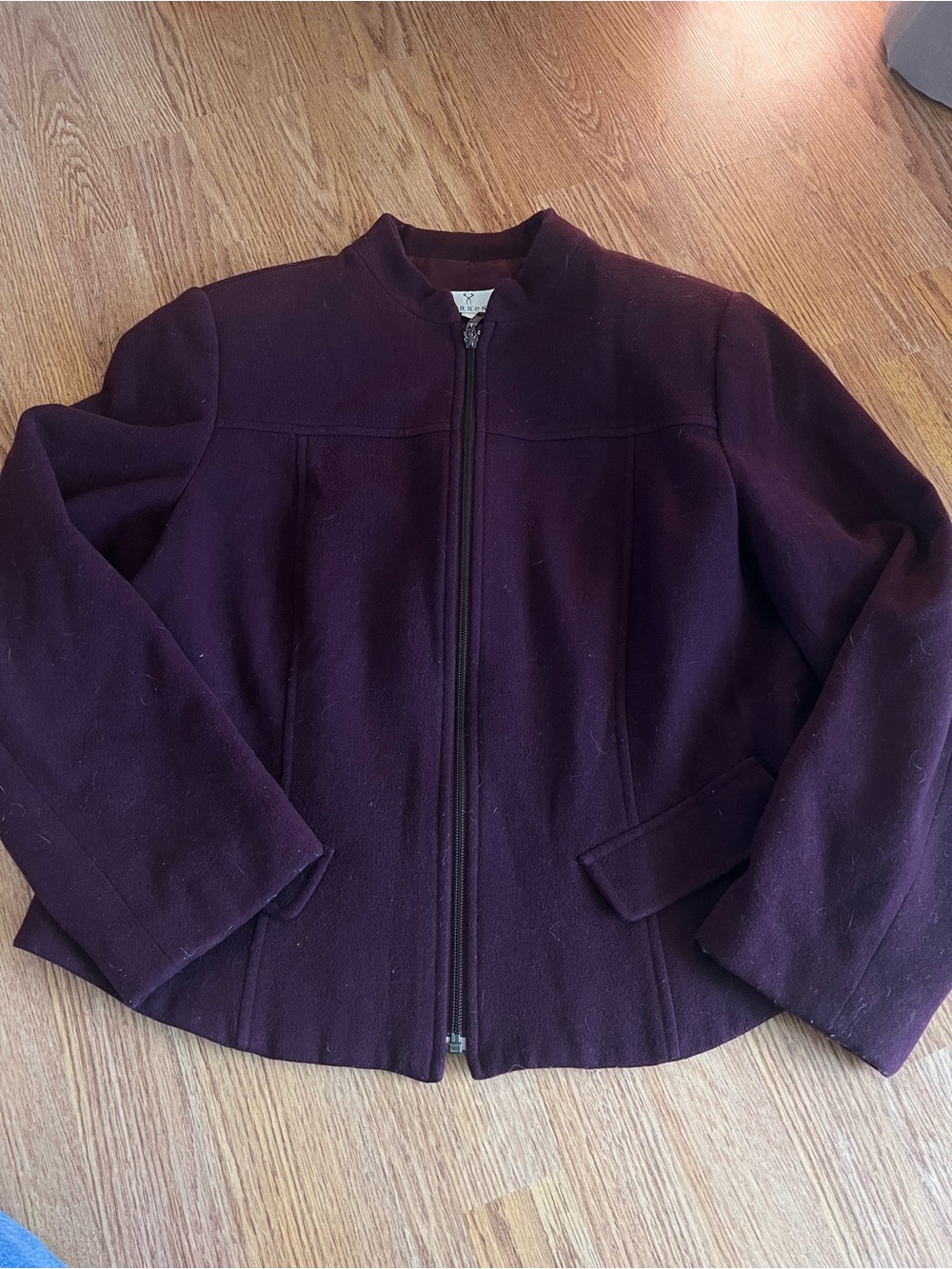 Women's Zip-Front Coat Jacket in Deep Plum